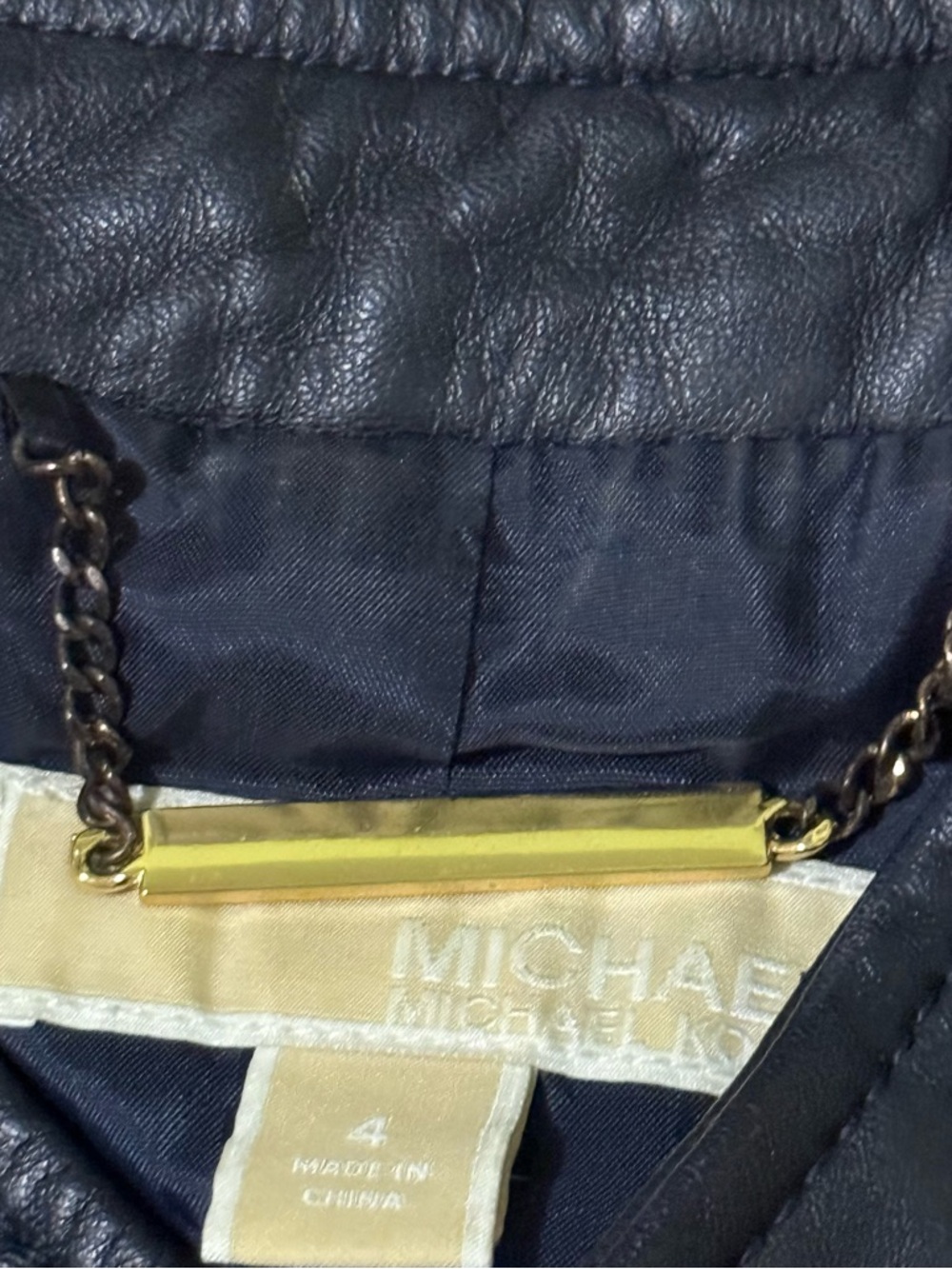 MICHAEL Michael Kors Black Leather Jacket with Gold Hardware - Picture 5 of 10